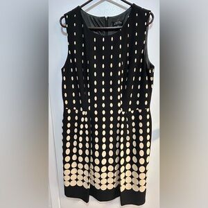 Tahari Black and Cream Dot Midi Dress